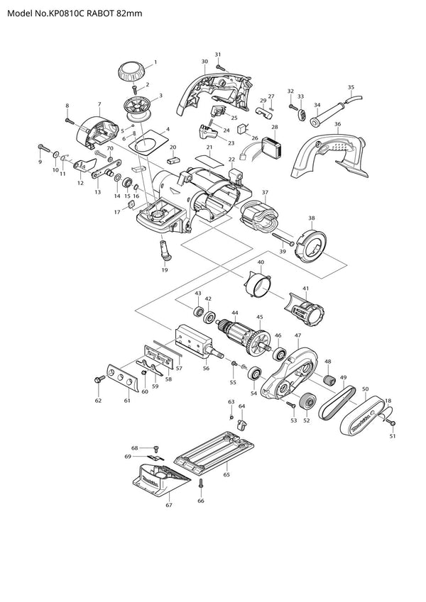 Pièces détachées rabot Makita KP0810C