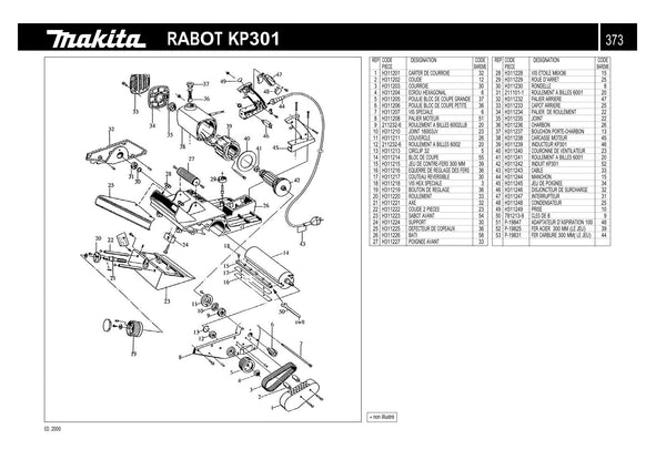 Pièces détachées rabot Makita KP301