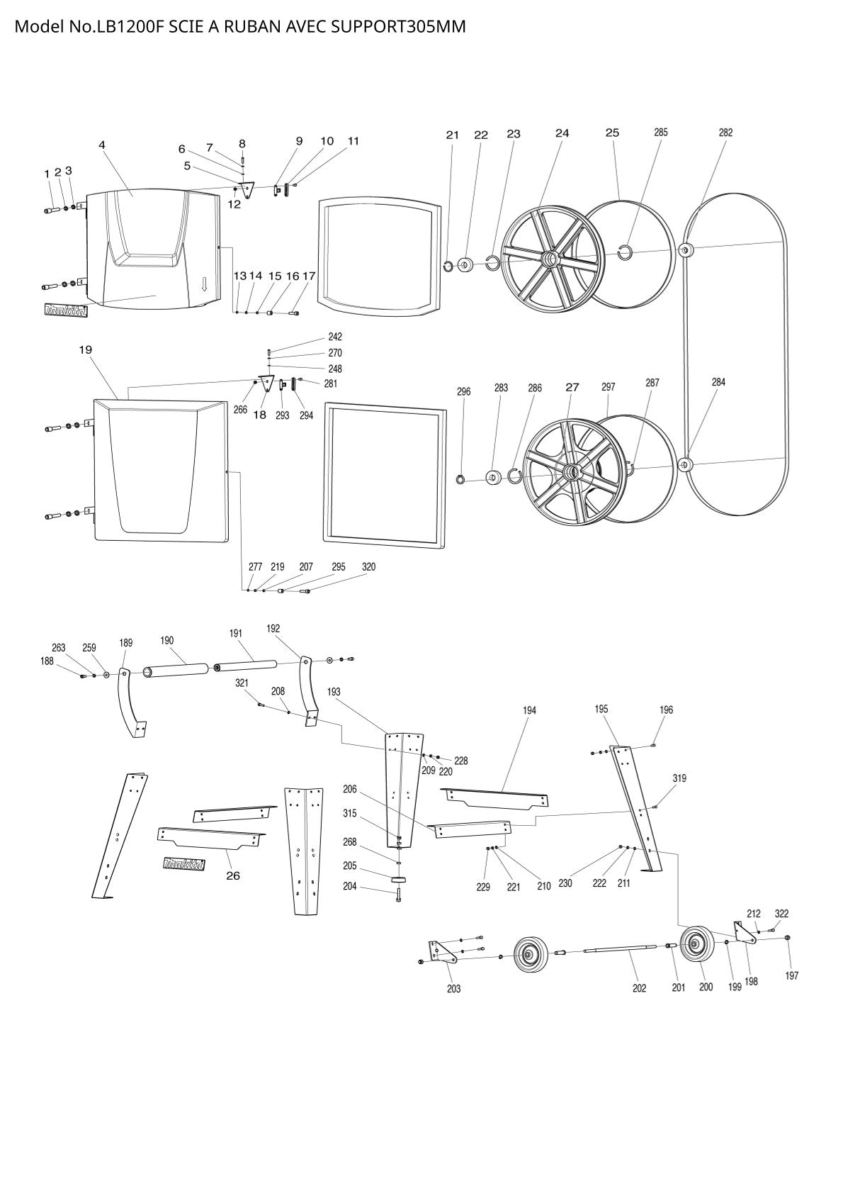 Pièces détachées matériel d’atelier Makita LB1200F