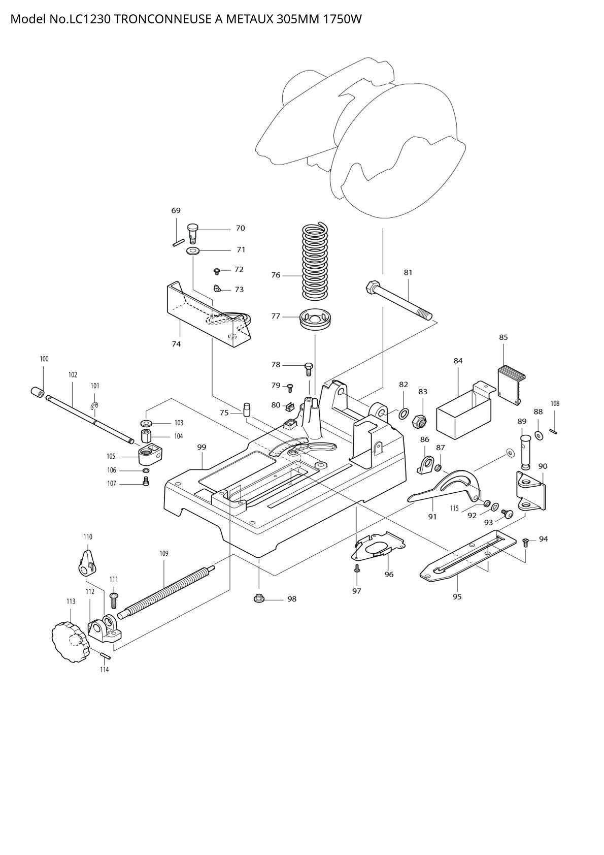 Pièces détachées scie / tronçonneuse Makita LC1230