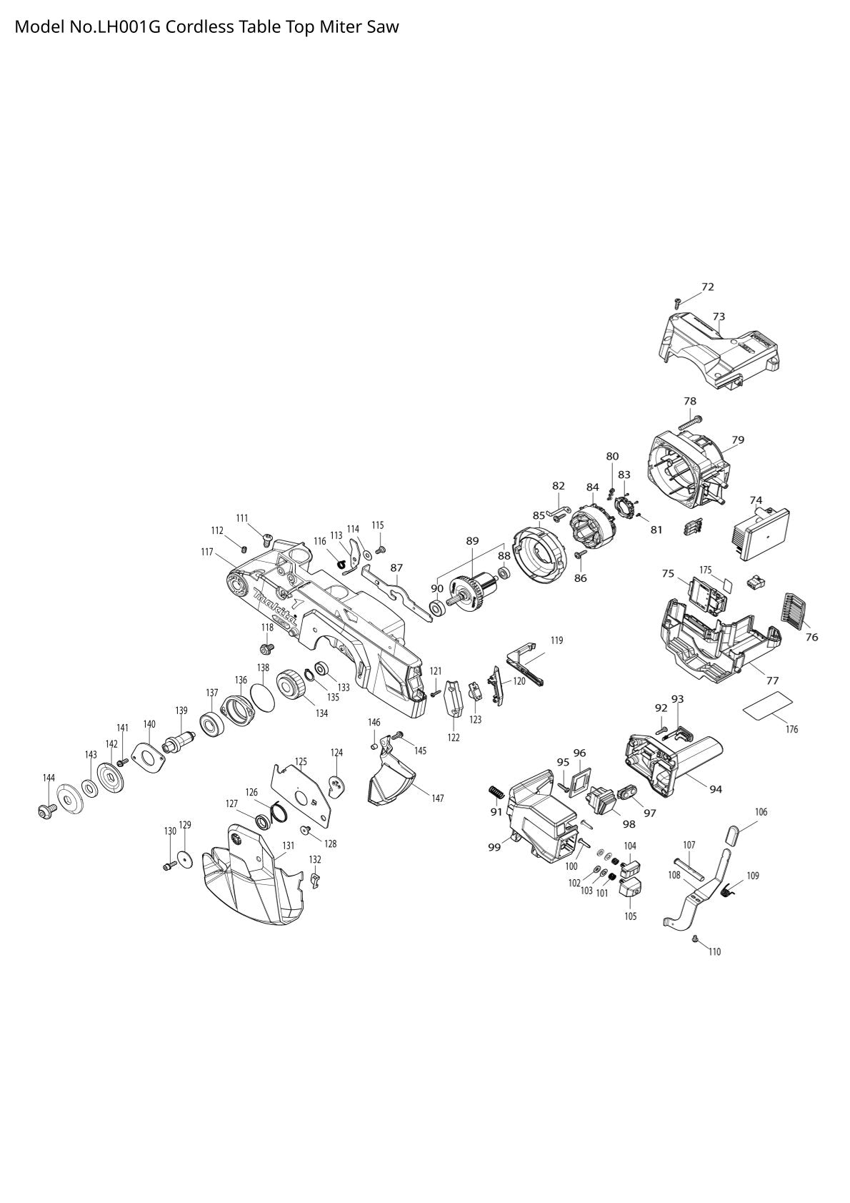 Pièces détachées scie à onglets / scie de table Makita LH001G