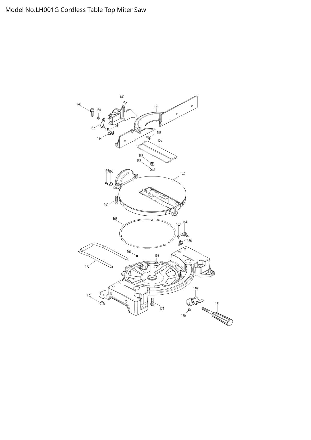 Pièces détachées scie à onglets / scie de table Makita LH001G