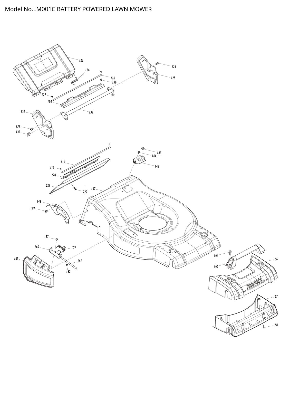 Pièces détachées tondeuse à gazon sans fil Makita LM001C