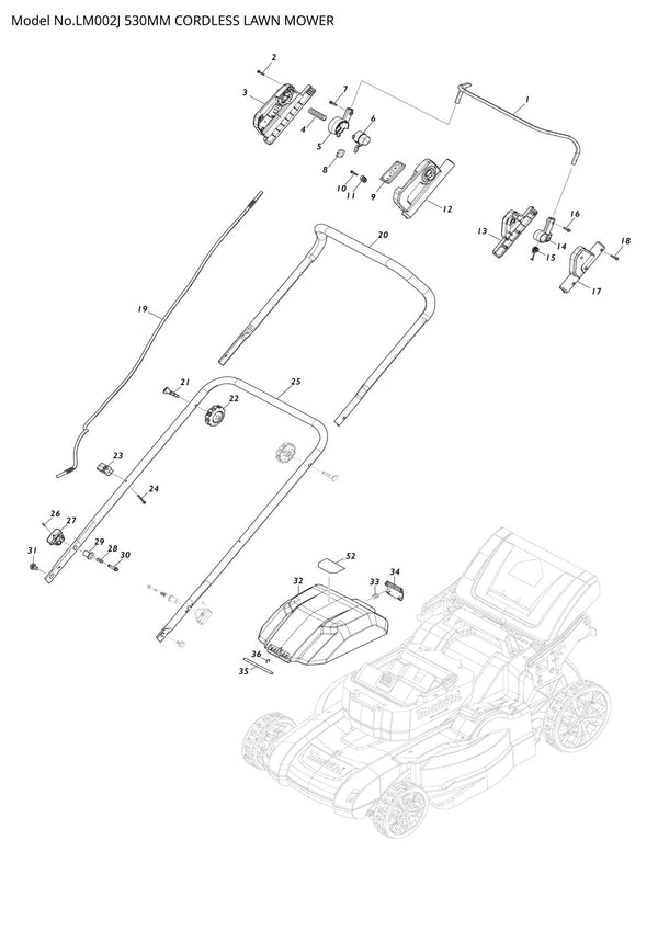 Pièces détachées tondeuse à gazon sans fil Makita LM002J