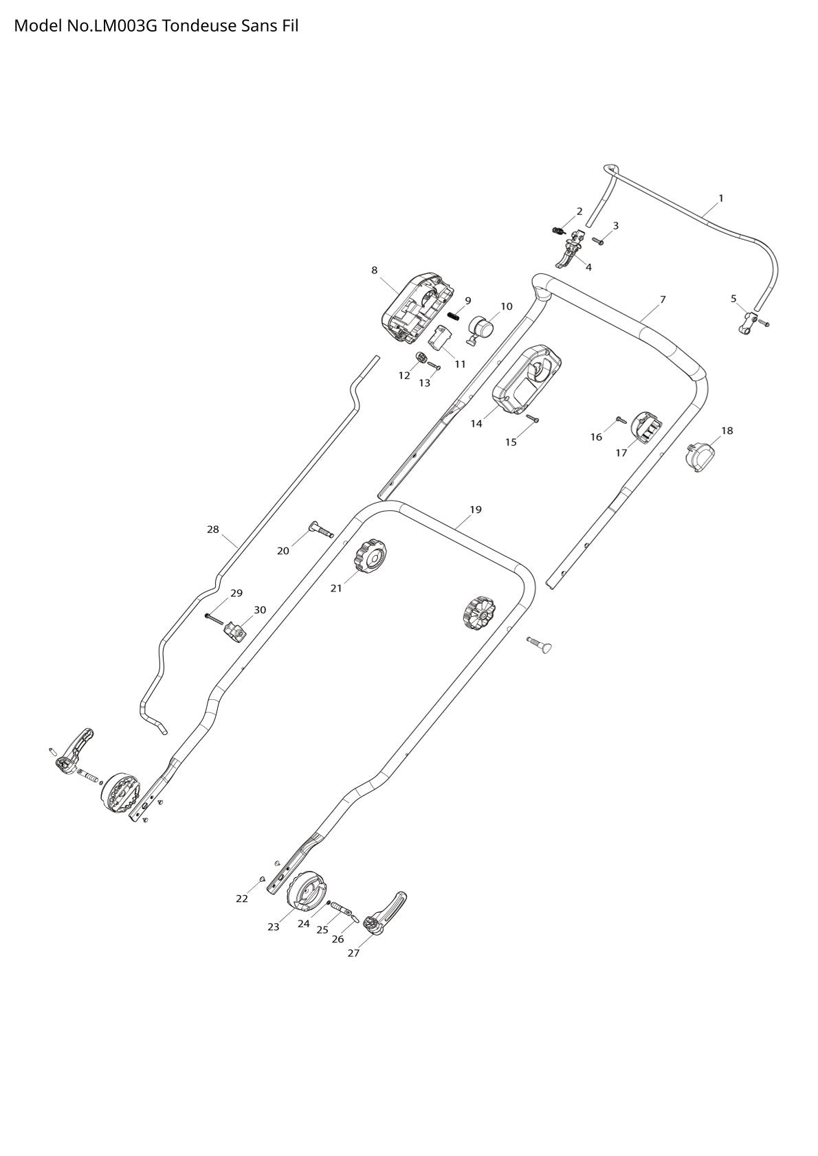 Pièces détachées tondeuse à gazon sans fil Makita LM003G