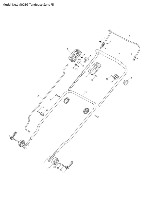 Pièces détachées tondeuse à gazon sans fil Makita LM003G