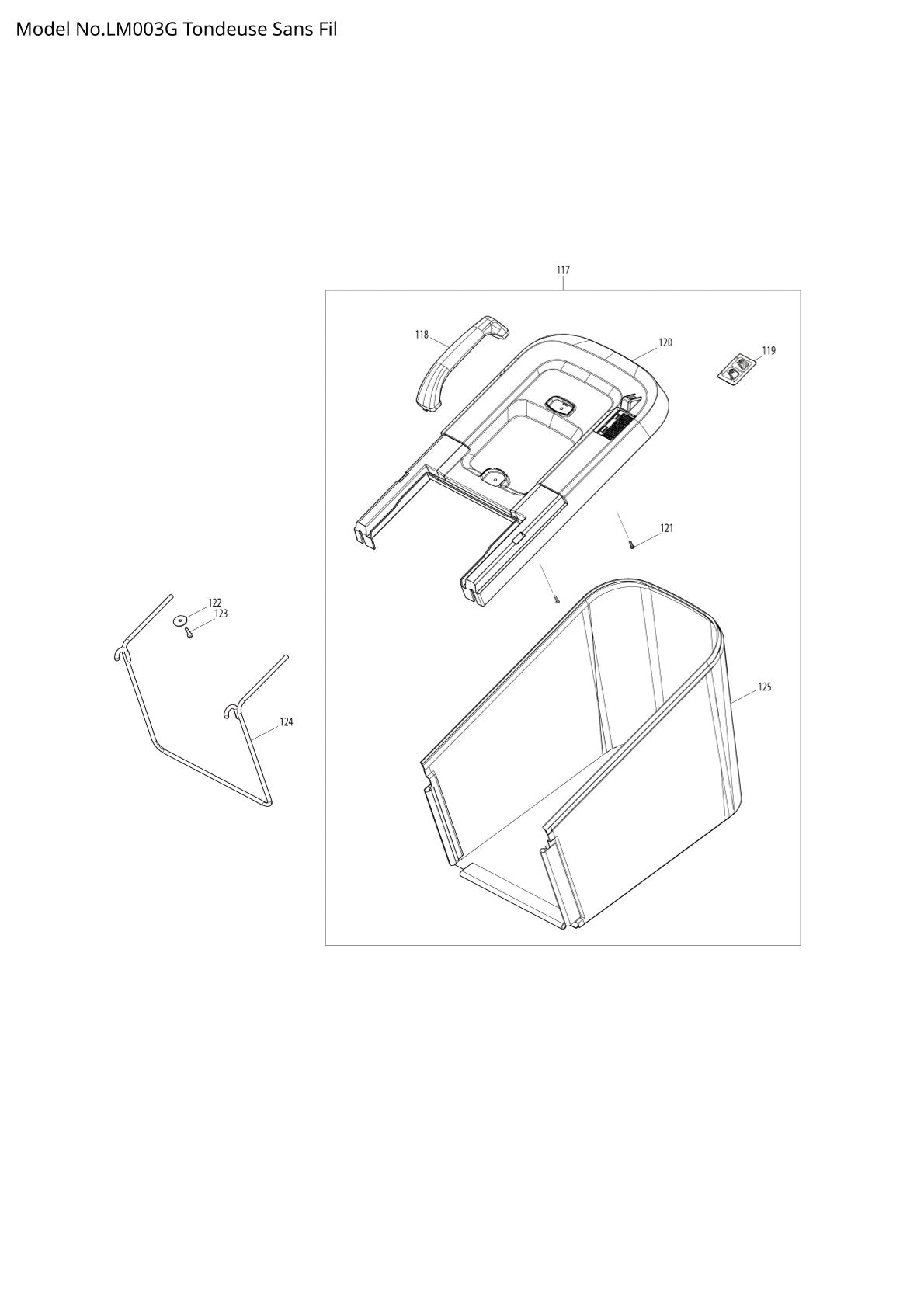 Pièces détachées tondeuse à gazon sans fil Makita LM003G