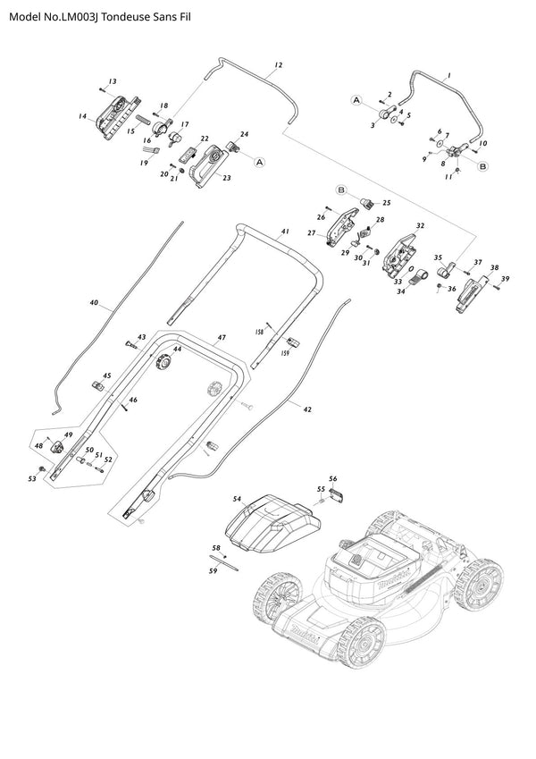 Pièces détachées tondeuse à gazon sans fil Makita LM003J