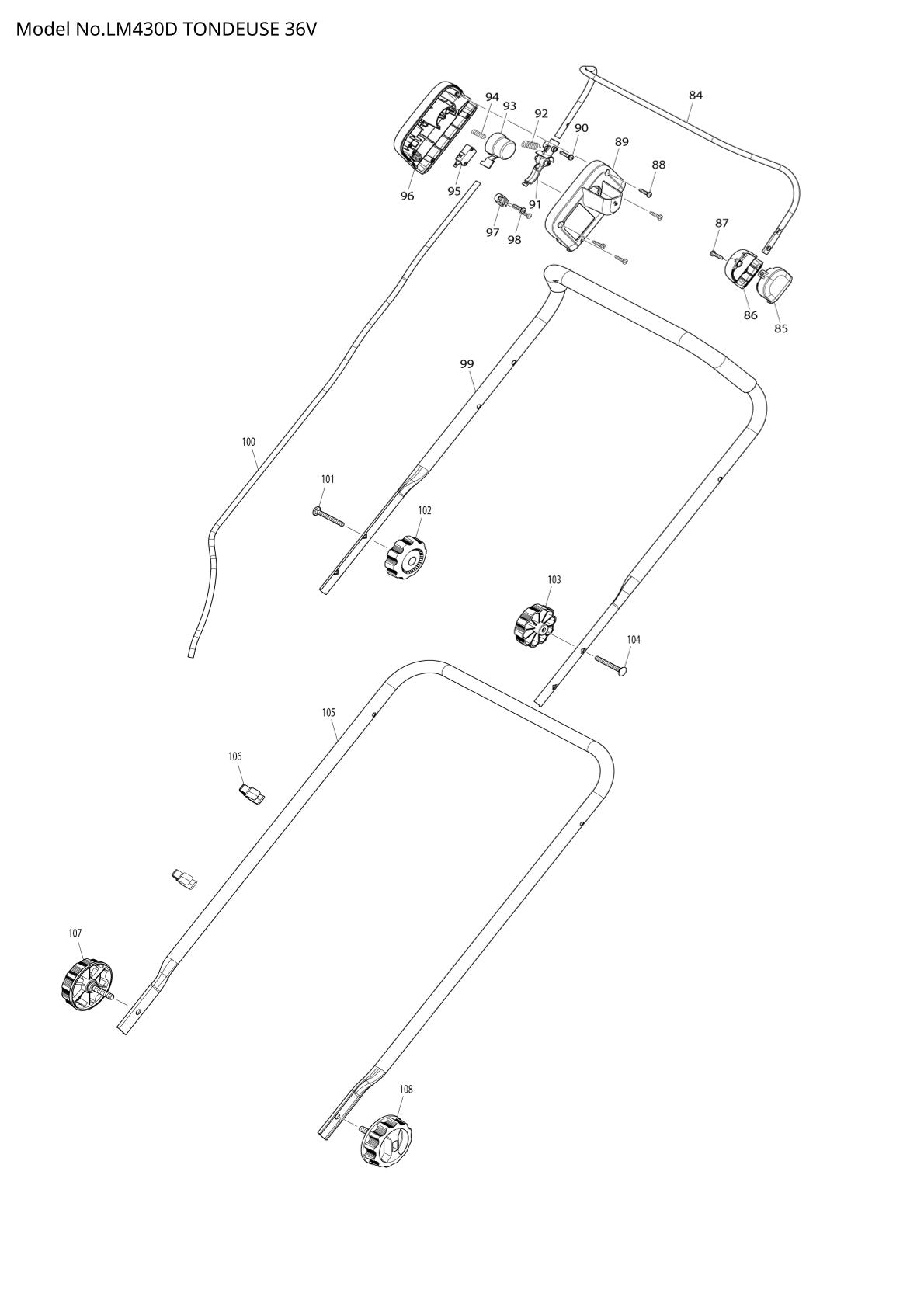 Pièces détachées tondeuse à gazon sans fil Makita LM430D