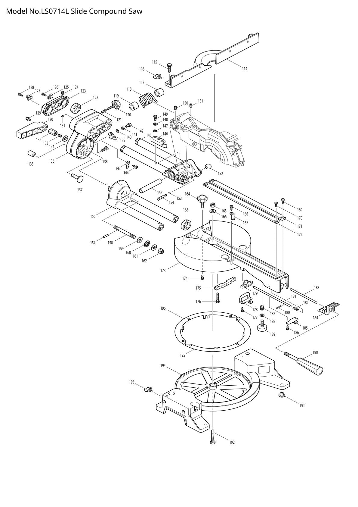 Pièces détachées scie à onglets radiale Makita LS0714