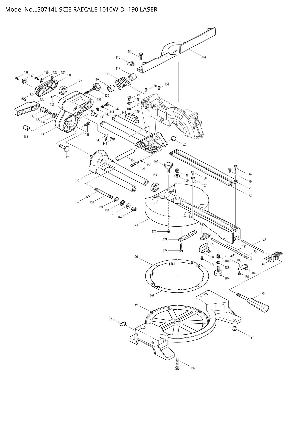 Pièces détachées scie à onglets radiale Makita LS0714L