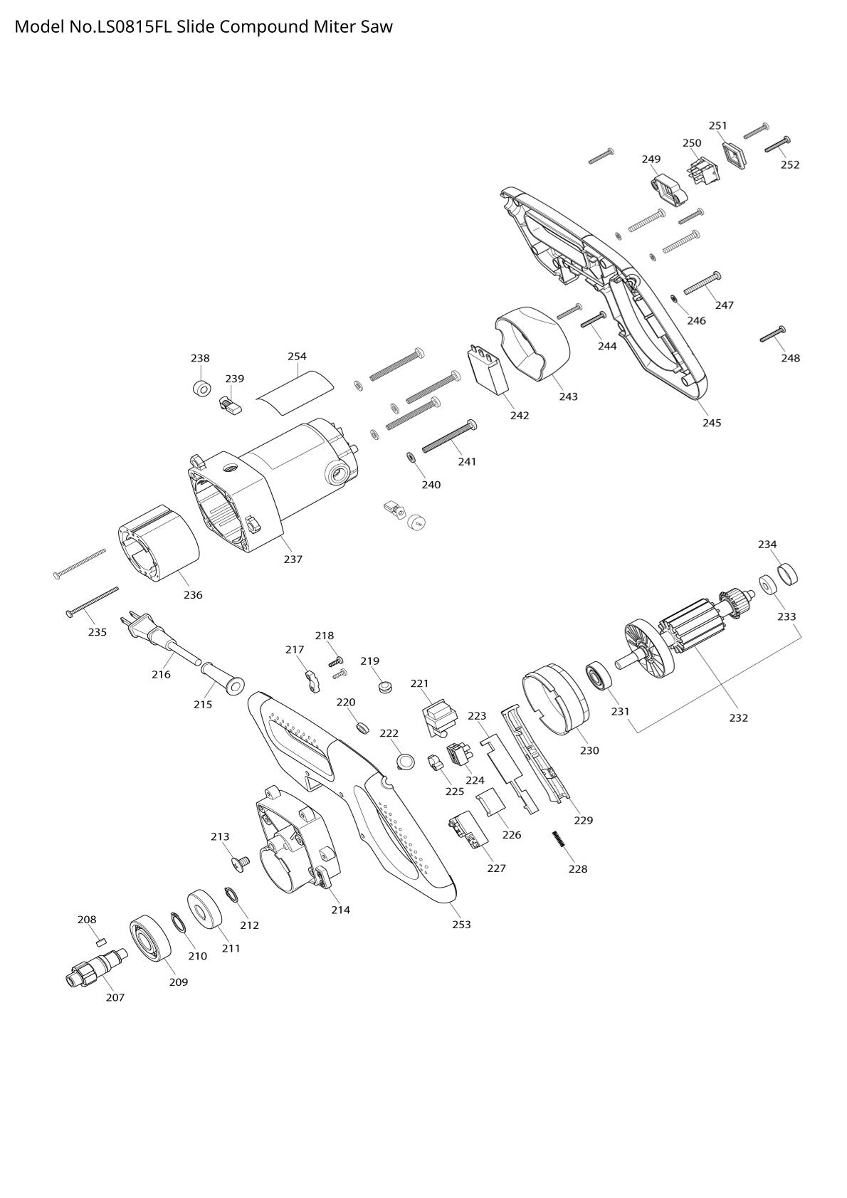 Pièces détachées scie à onglets radiale Makita LS0815FL