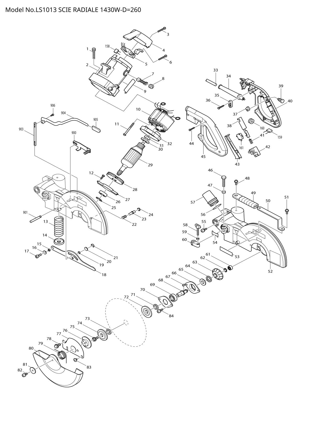 Pièces détachées scie à onglets radiale Makita LS1013