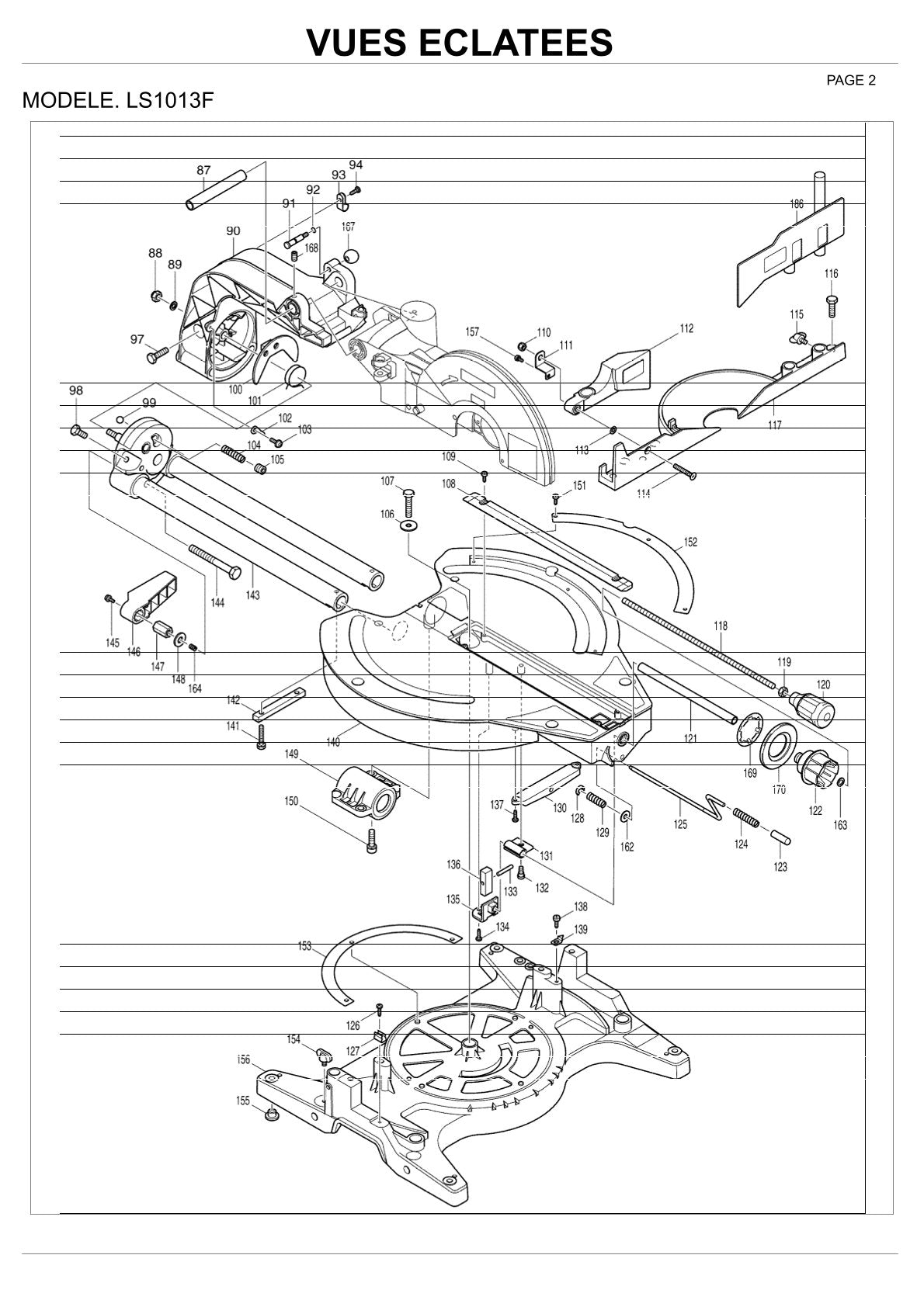 Pièces détachées scie à onglets radiale Makita LS1013F