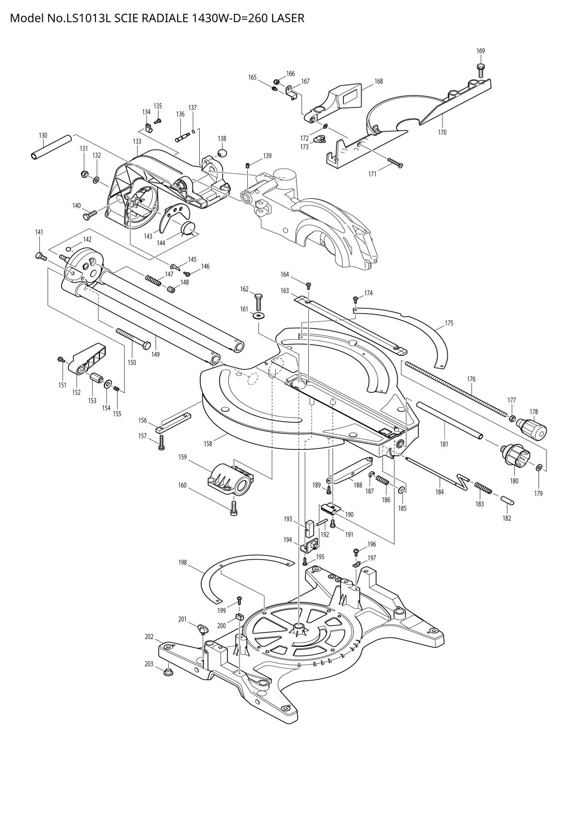 Pièces détachées scie à onglets radiale Makita LS1013L