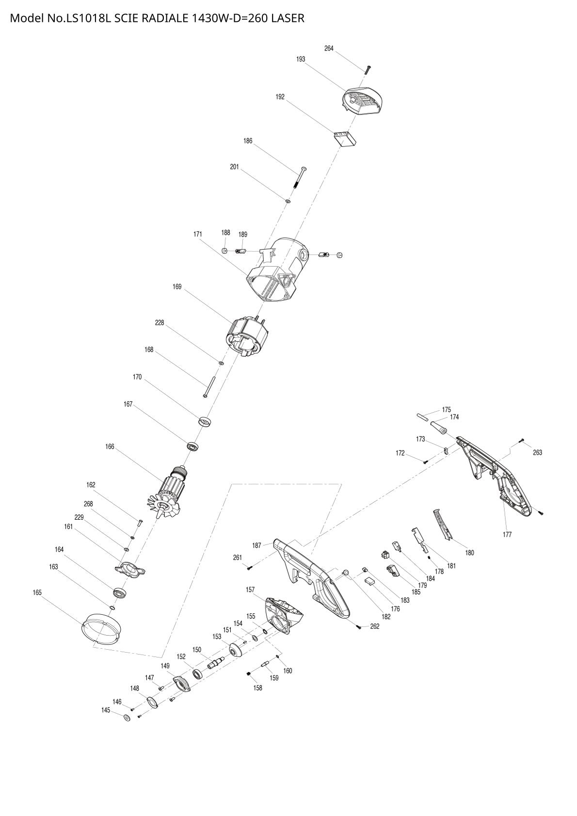 Pièces détachées scie à onglets radiale Makita LS1018L