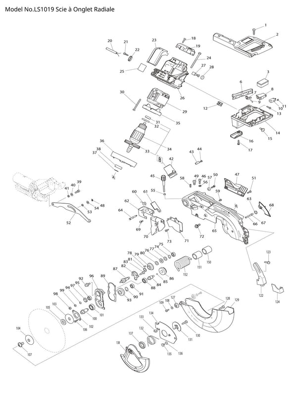 Pièces détachées scie à onglets radiale Makita LS1019