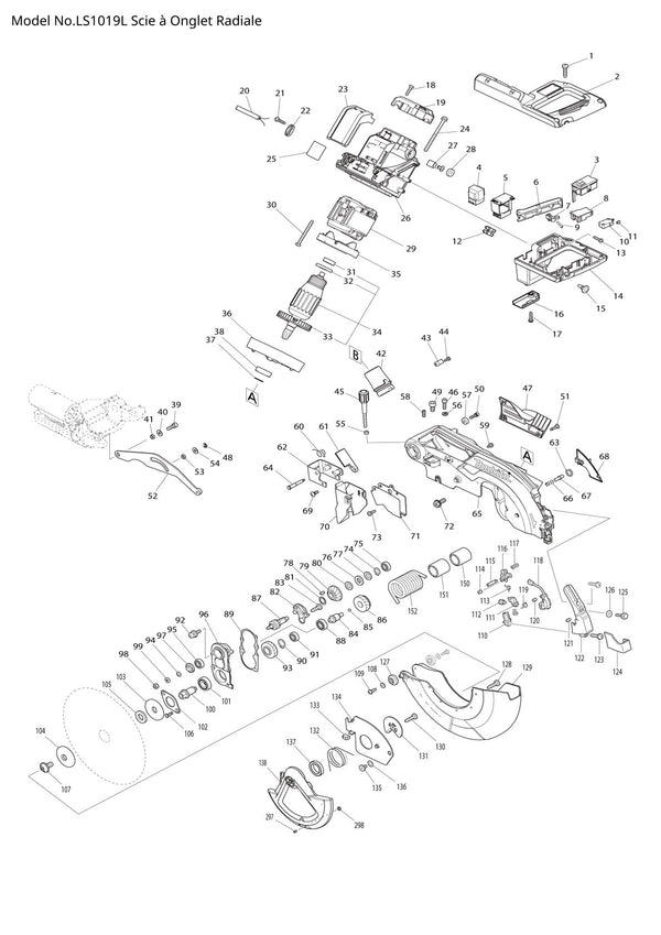 Pièces détachées scie à onglets radiale Makita LS1019L