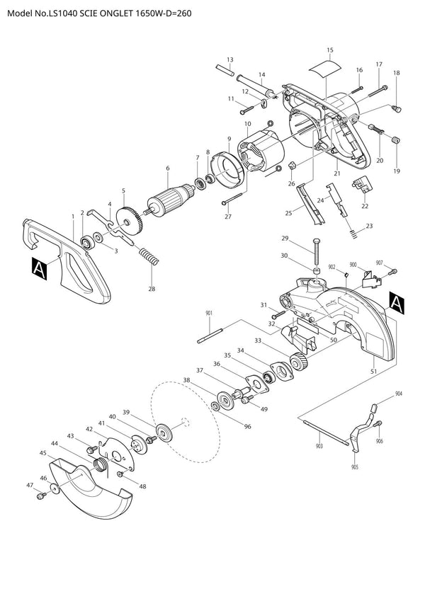 Pièces détachées scie à onglets radiale Makita LS1040
