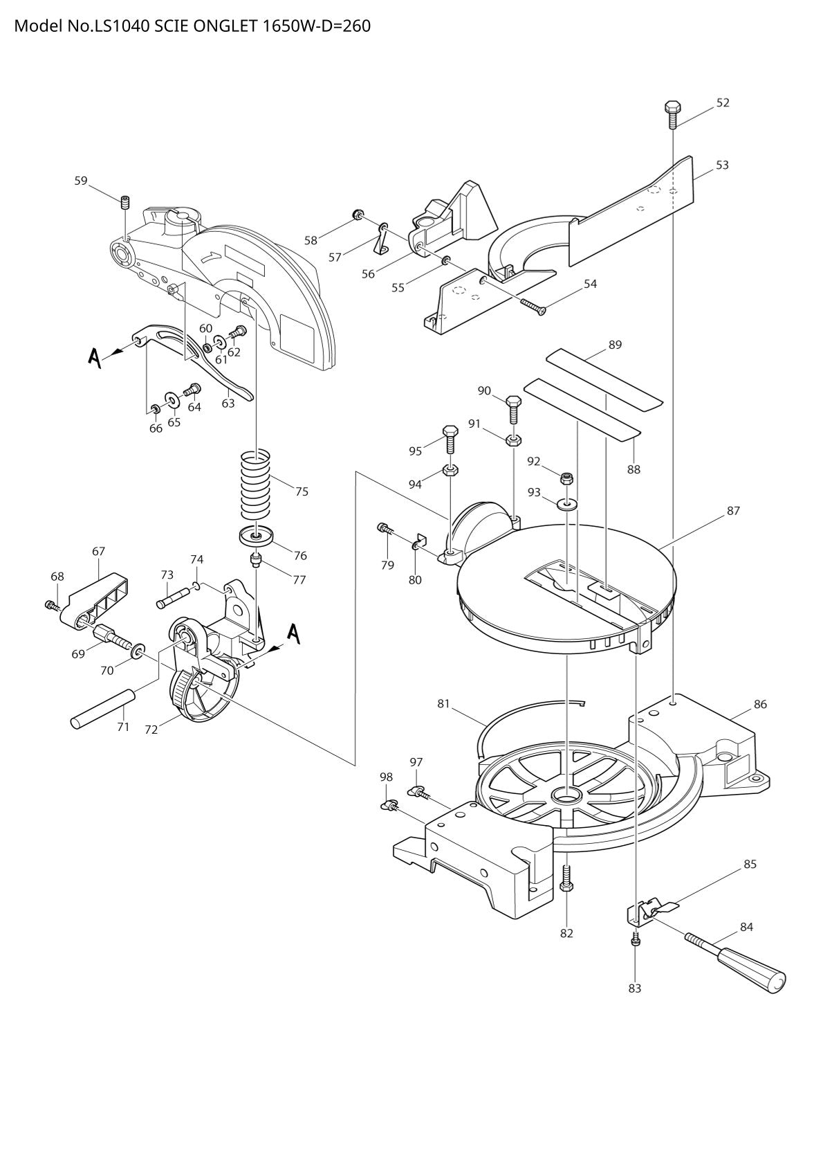 Pièces détachées scie à onglets radiale Makita LS1040