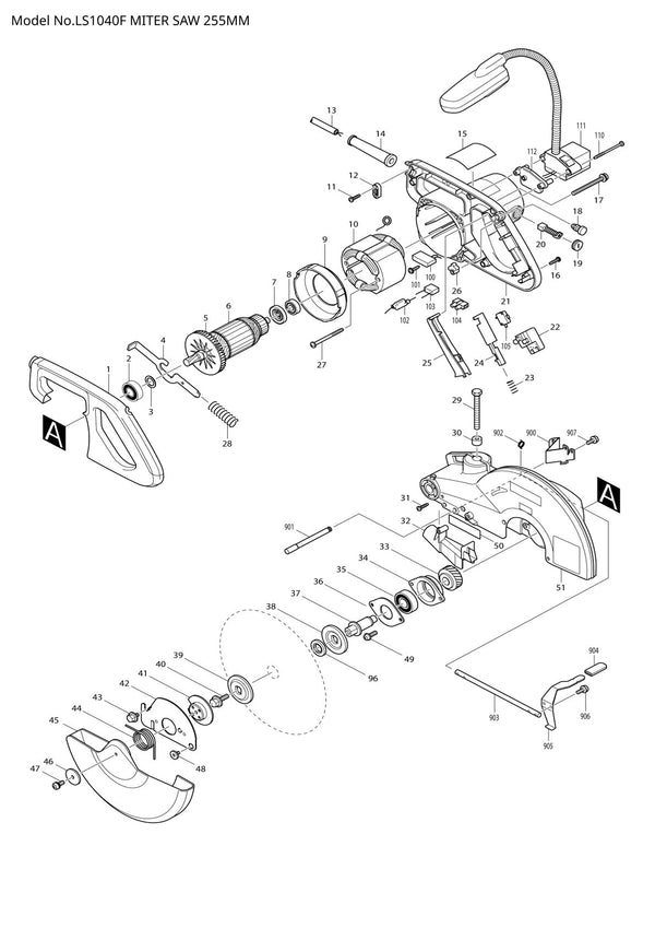 Pièces détachées scie à onglets radiale Makita LS1040F