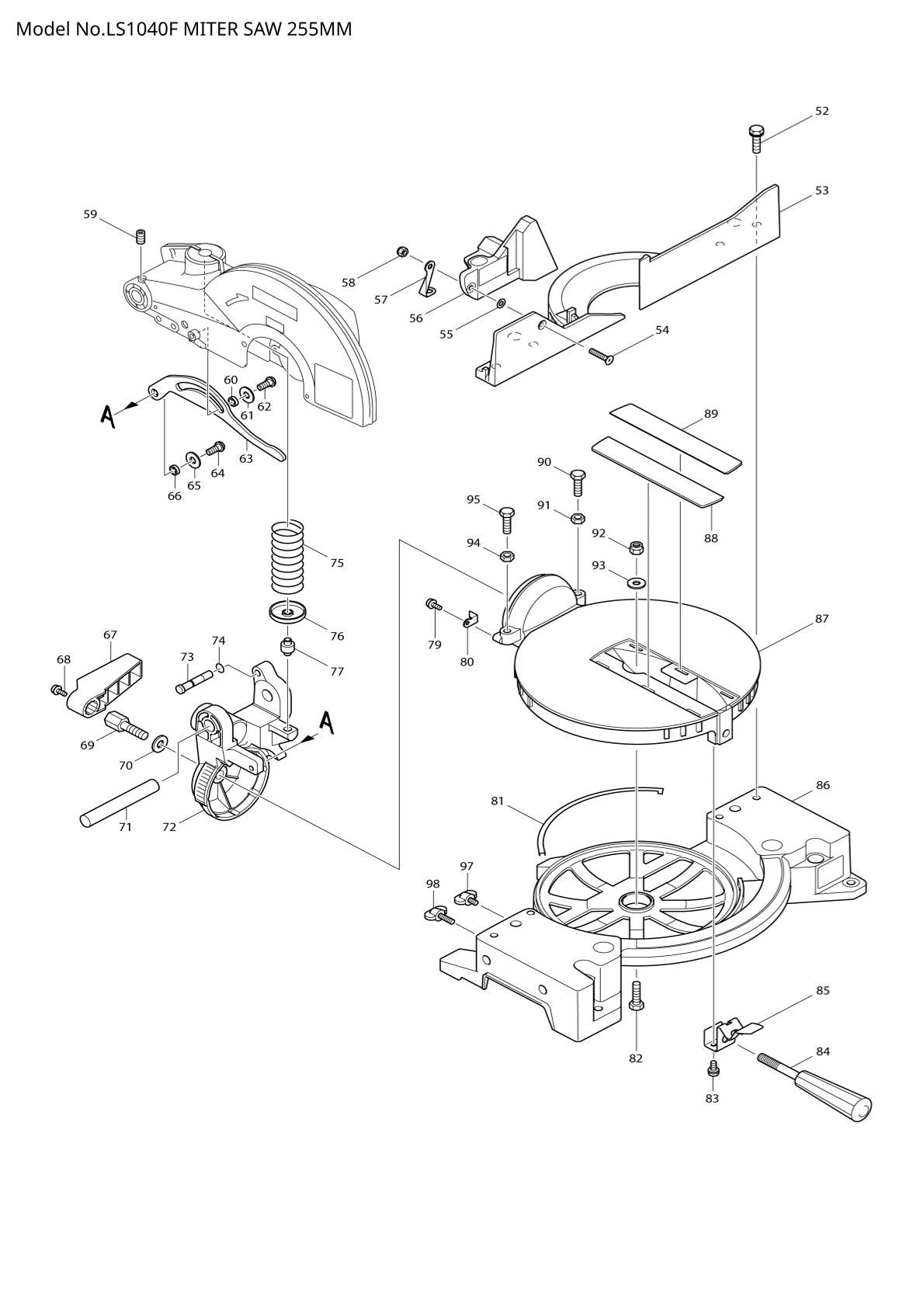Pièces détachées scie à onglets radiale Makita LS1040F
