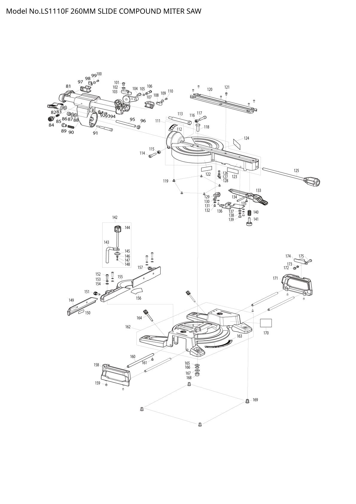 Pièces détachées scie à onglets radiale Makita LS1110F