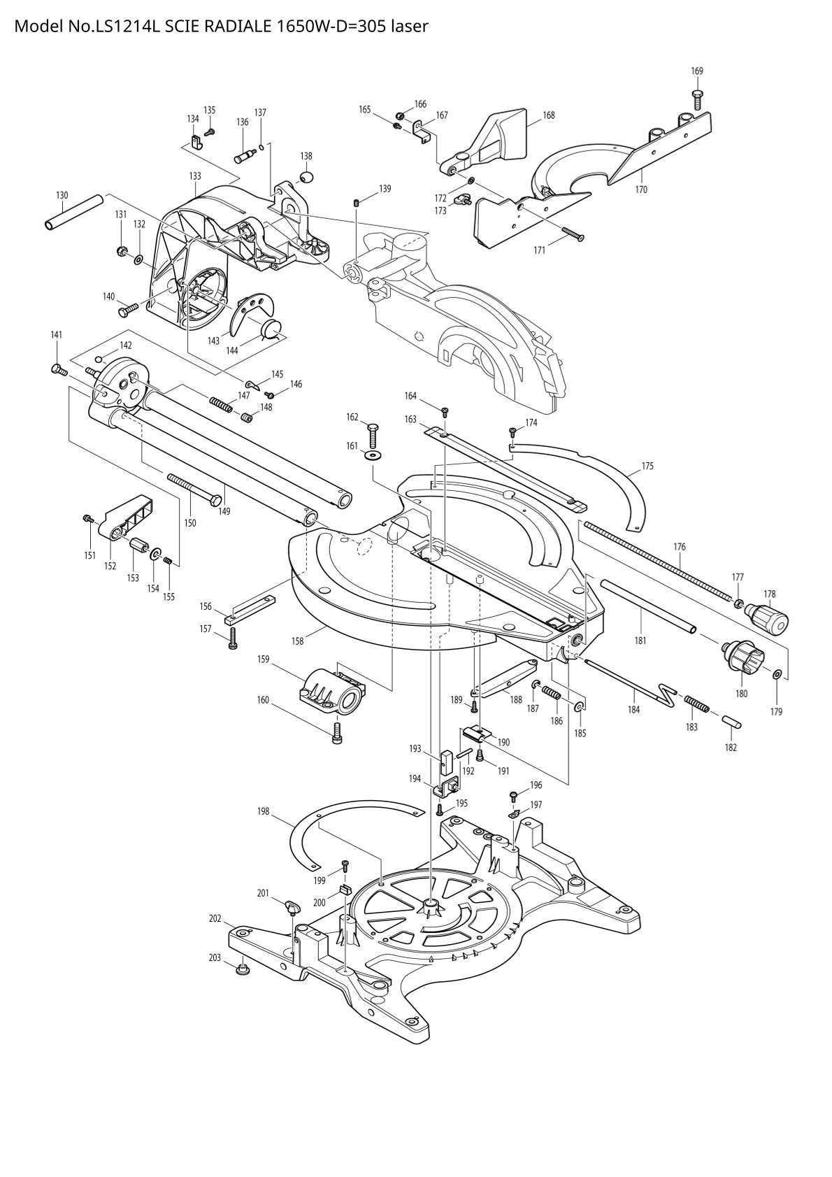 Pièces détachées scie à onglets radiale Makita LS1214L