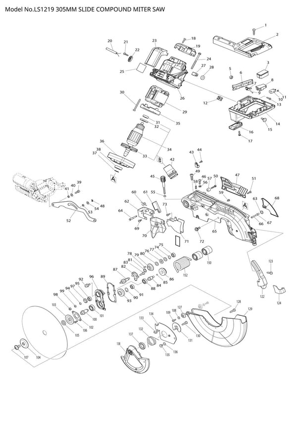 Pièces détachées scie à onglets radiale Makita LS1219