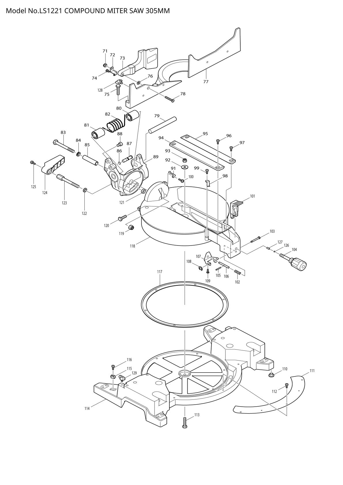Pièces détachées scie à onglets radiale Makita LS1221