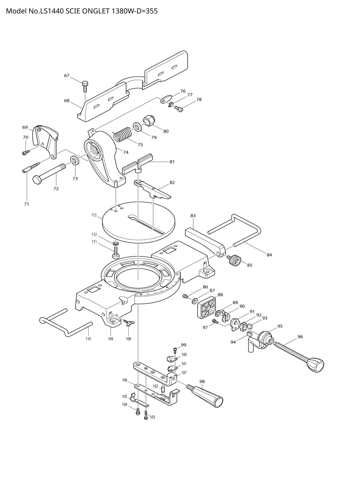 Pièces détachées scie à onglets radiale Makita LS1440