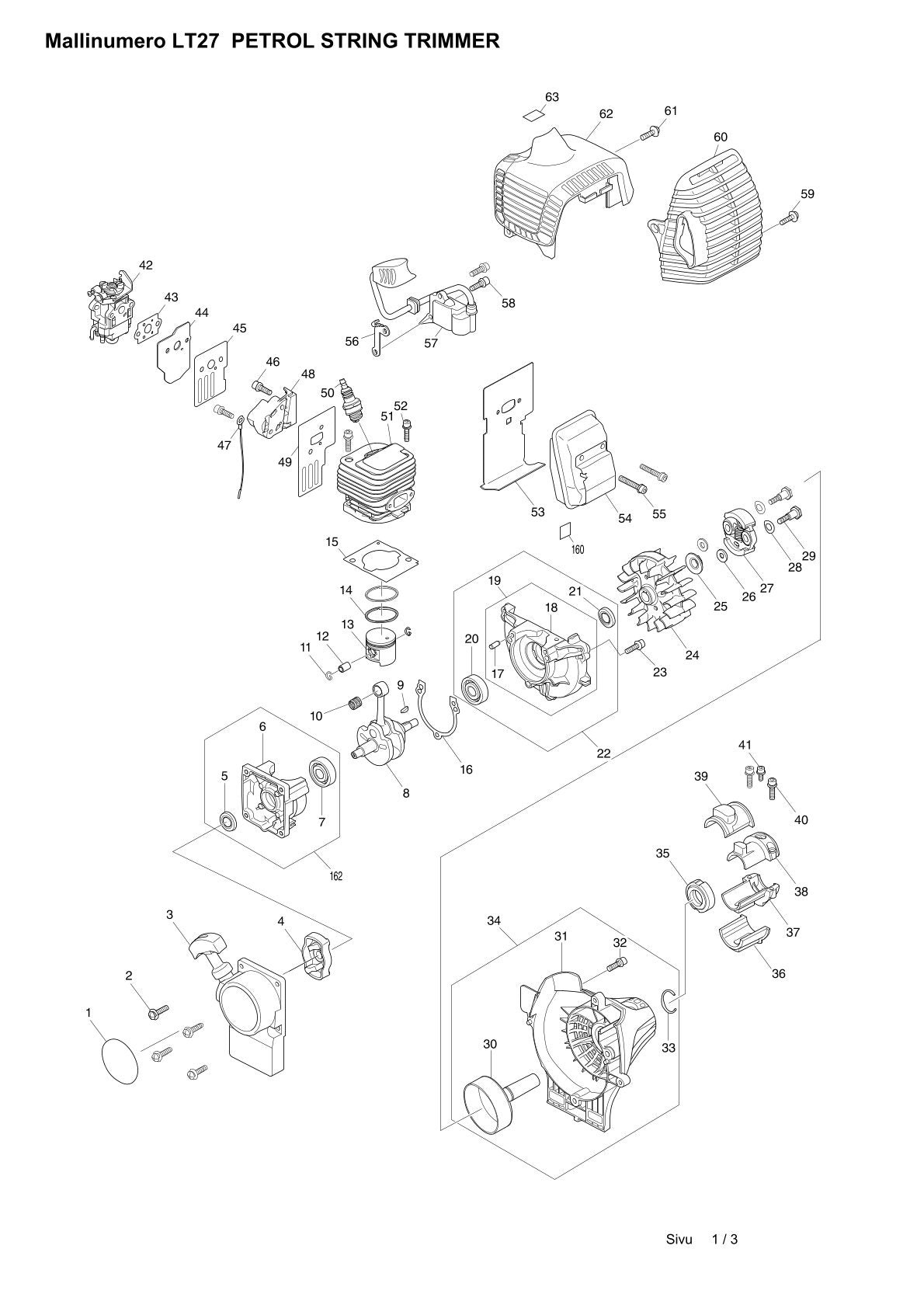 Pièces détachées coupe-bordures thermique Makita LT-27