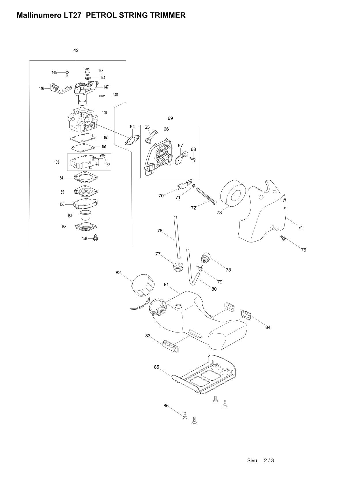 Pièces détachées coupe-bordures thermique Makita LT-27