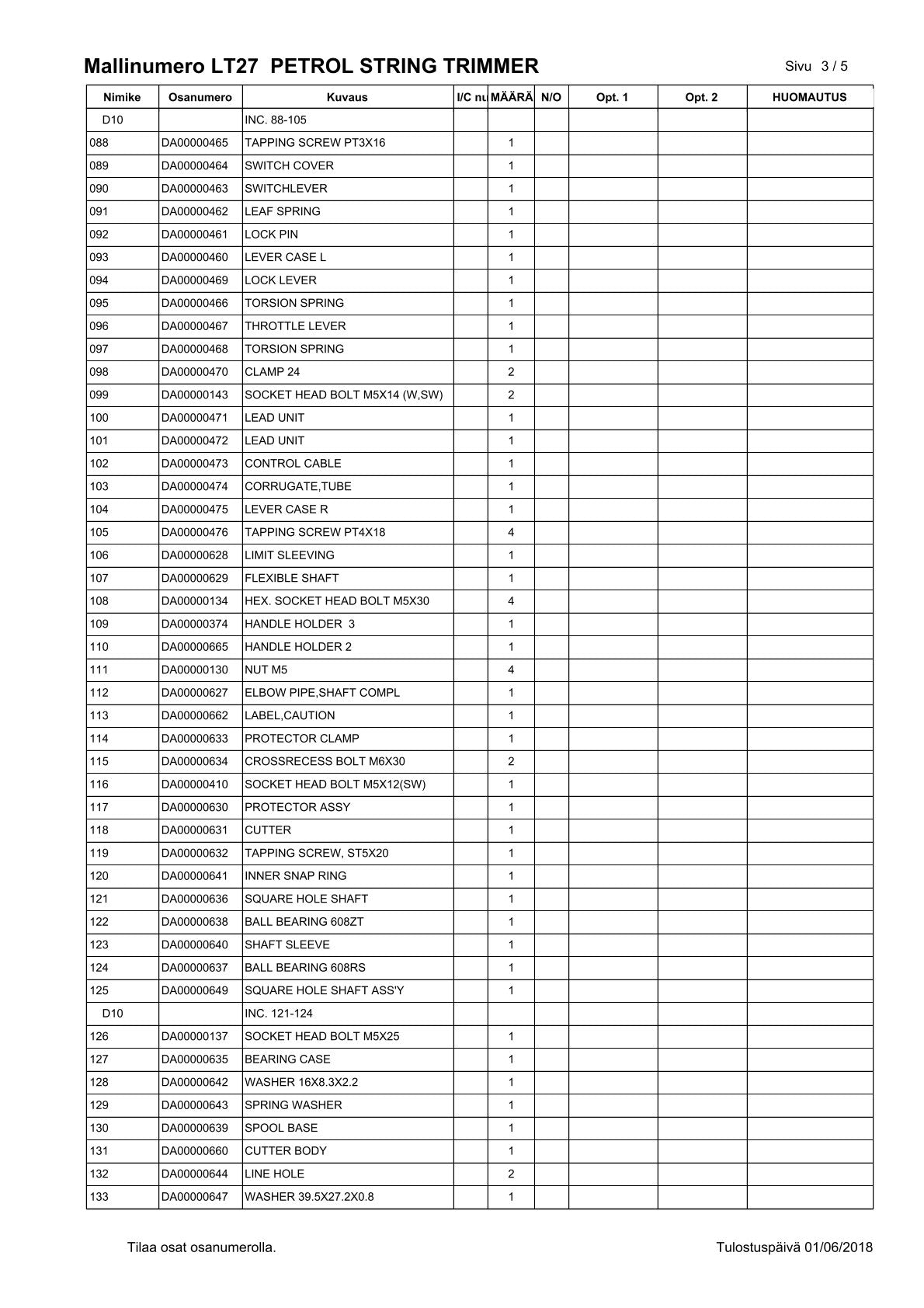 Pièces détachées coupe-bordures thermique Makita LT-27
