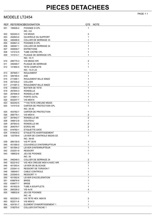Pièces détachées coupe-bordures thermique Makita LT2454