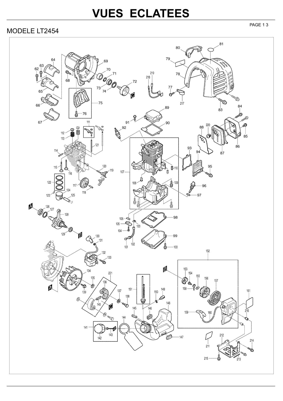 Pièces détachées coupe-bordures thermique Makita LT2454