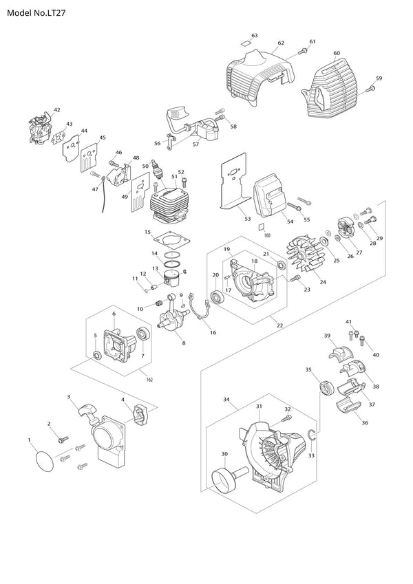 Pièces détachées coupe-bordures thermique Makita LT27