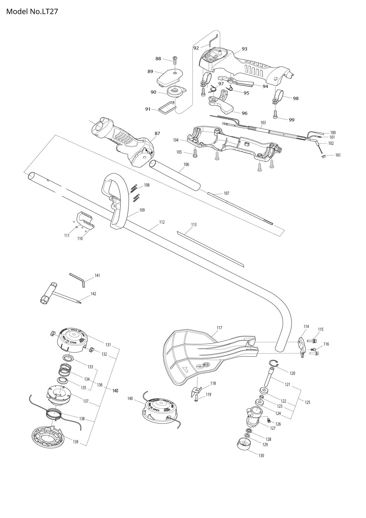 Pièces détachées coupe-bordures thermique Makita LT27