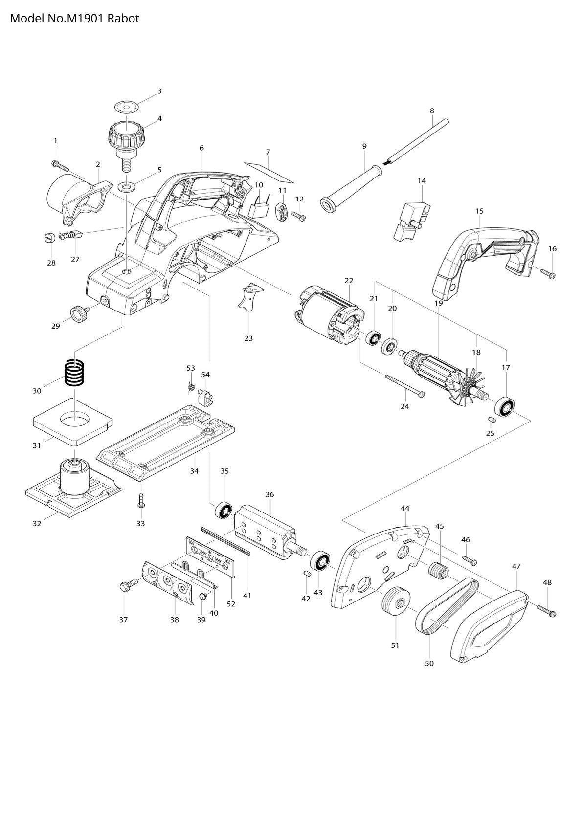 Pièces détachées perceuse à percussion Makita M1901