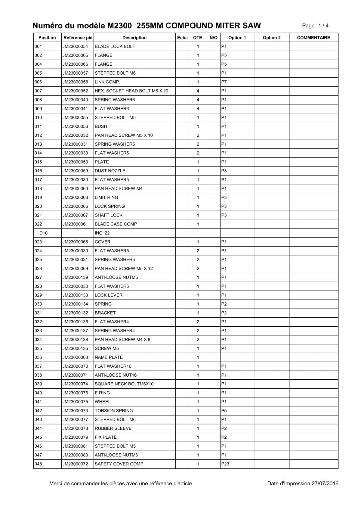 Pièces détachées tronçonneuse à métaux Makita M2300
