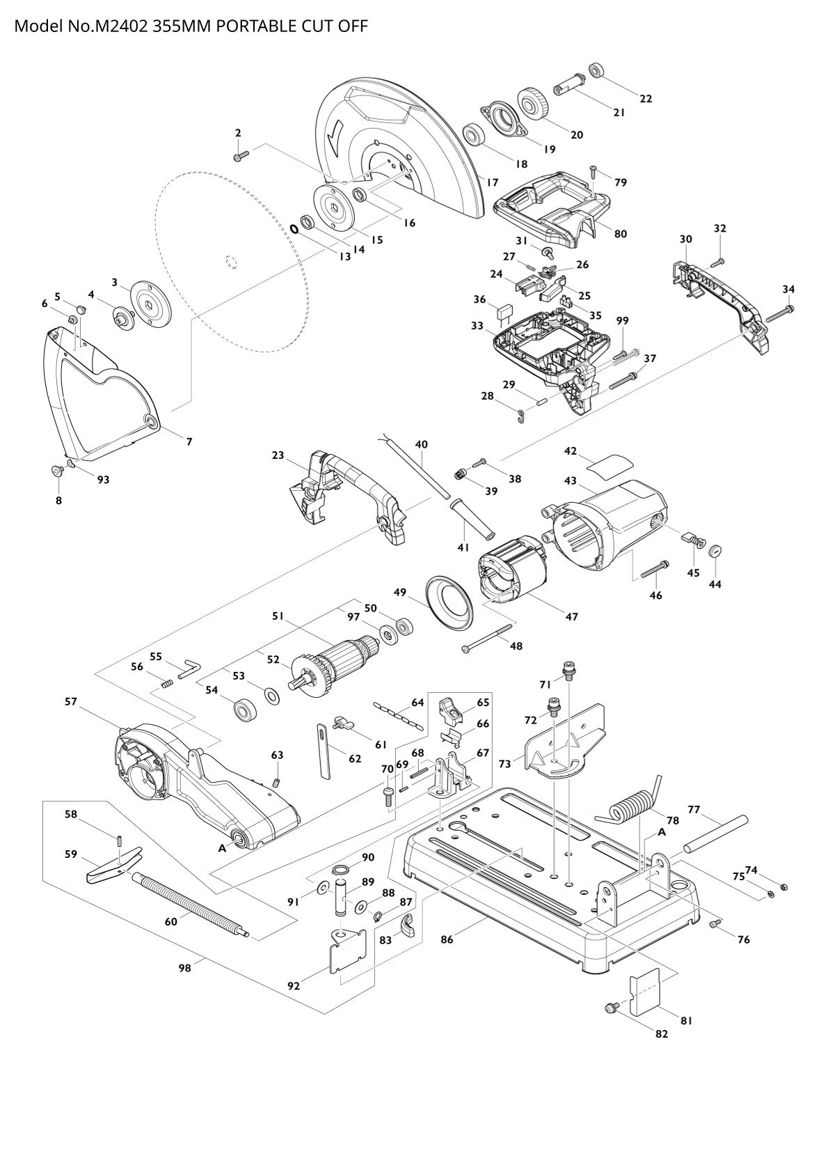 Pièces détachées tronçonneuse à métaux Makita M2402