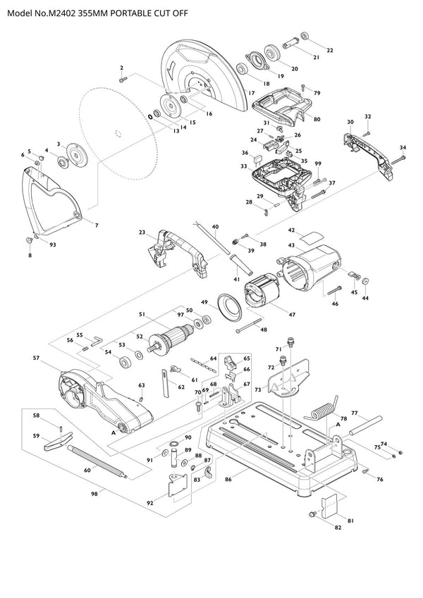 Pièces détachées tronçonneuse à métaux Makita M2402