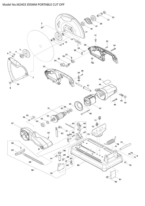 Pièces détachées tronçonneuse à métaux Makita M2403