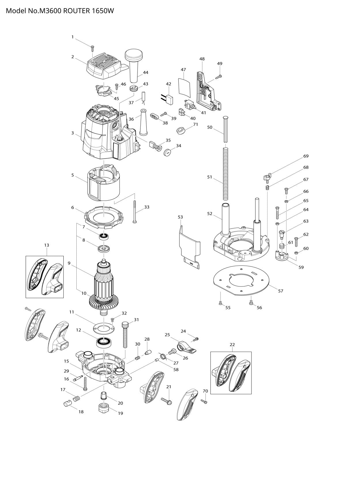 Pièces détachées défonceuse Makita M3600