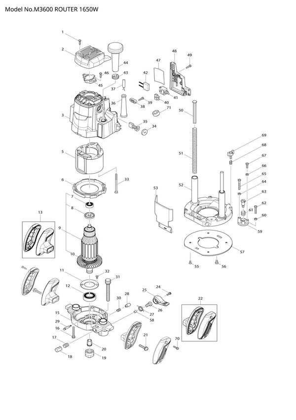Pièces détachées défonceuse Makita M3600