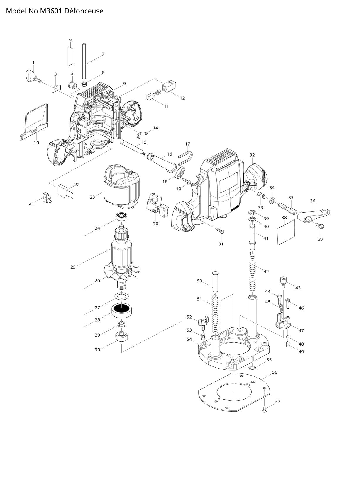 Pièces détachées défonceuse Makita M3601