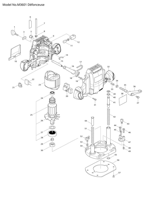 Pièces détachées défonceuse Makita M3601