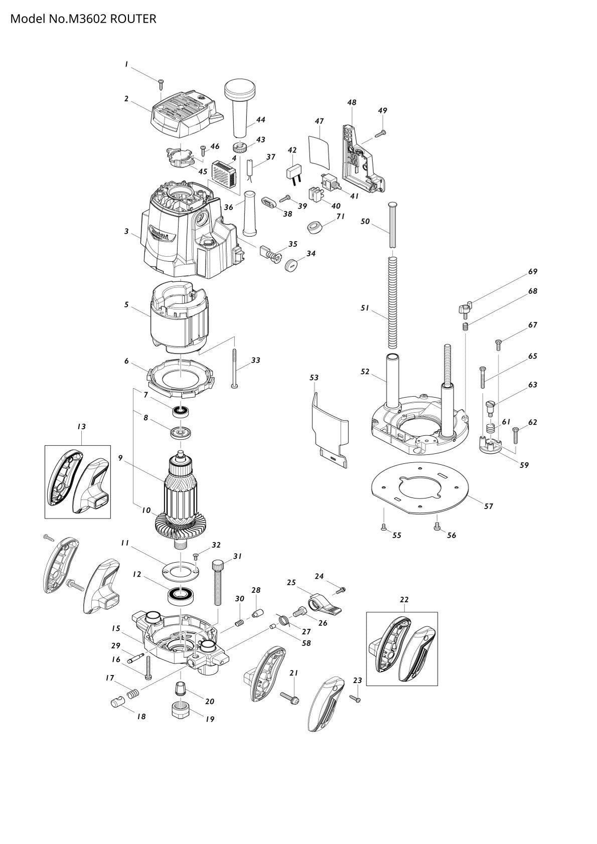 Pièces détachées défonceuse Makita M3602
