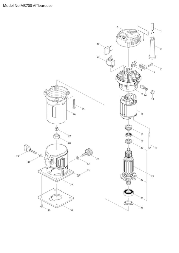 Pièces détachées défonceuse Makita M3700