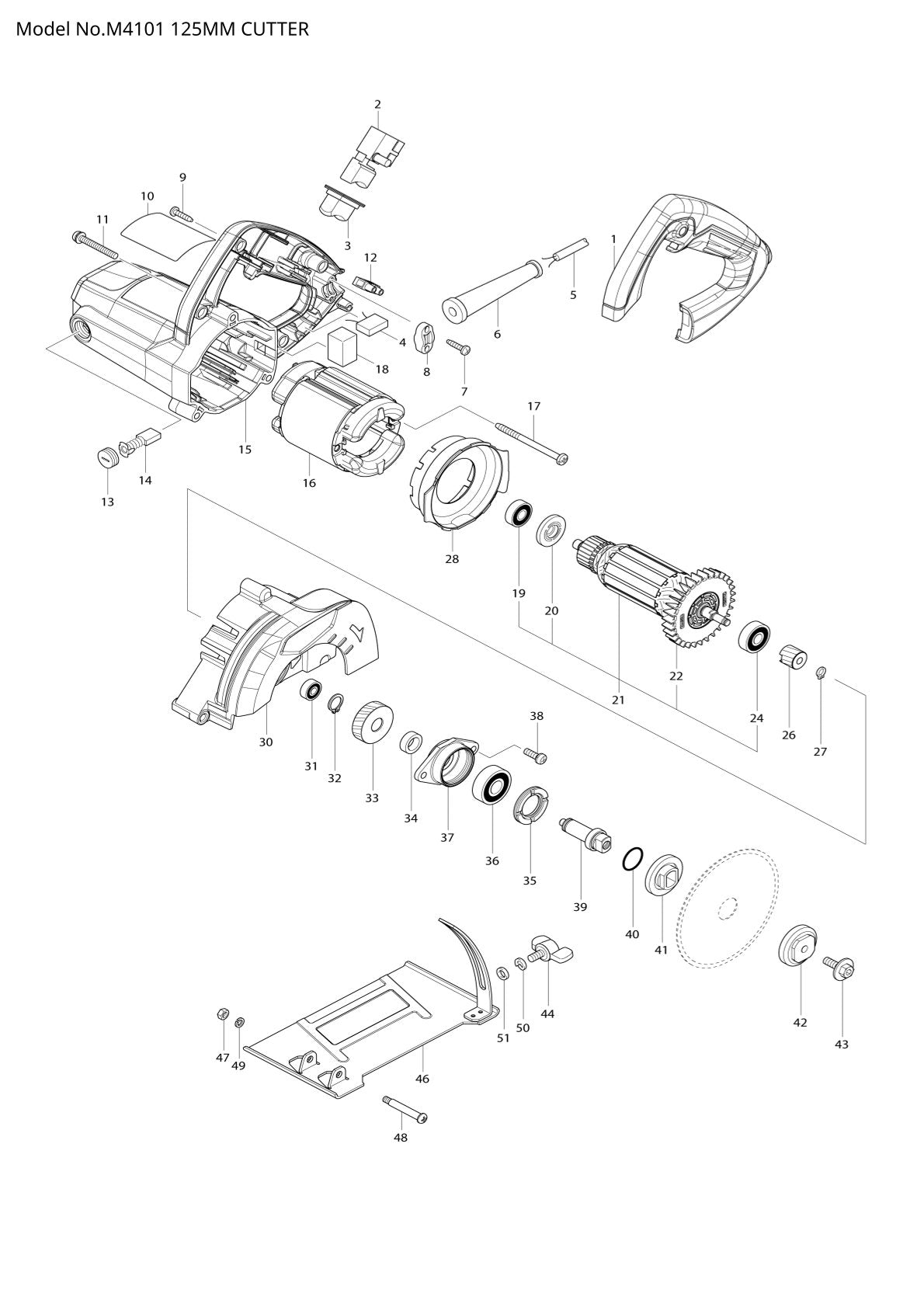 Pièces détachées scie sauteuse Makita M4101